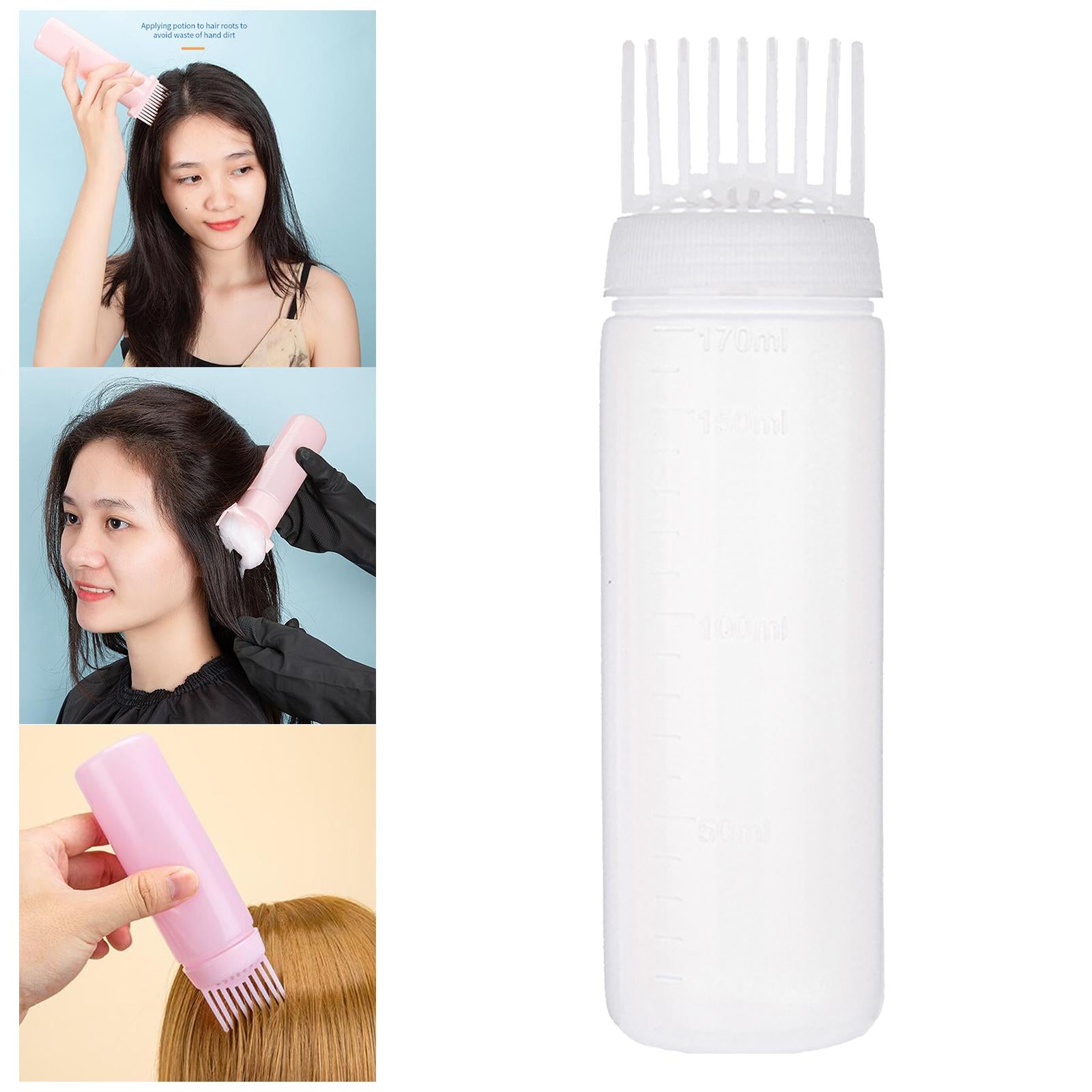 2xRoot Comb Applicator Bottle Multifunctional Hair Oil Applicator for Home DIY White