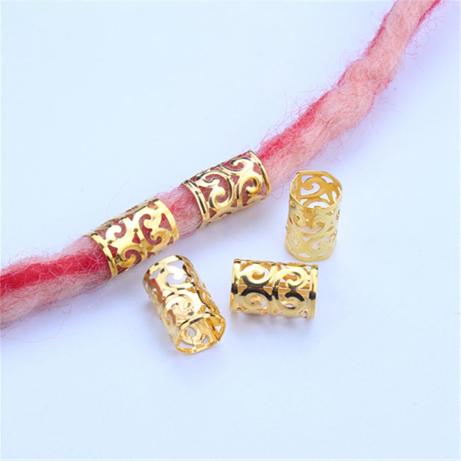 4x100x Dreadlocks Beads Rings Hair Accessories for Women and Men Hair Braiding Golden 10mmx15mm