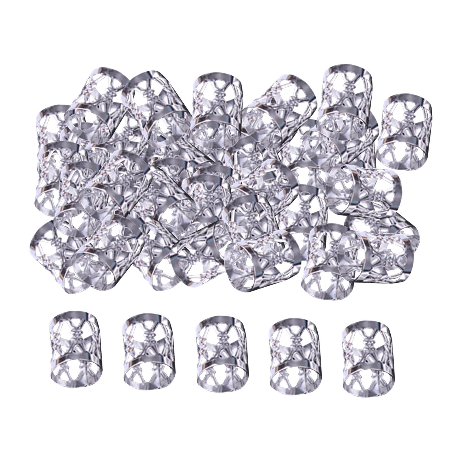 3x100x Dreadlocks Beads Rings Hair Accessories for Women and Men Hair Braiding Silver 8mmx9mm