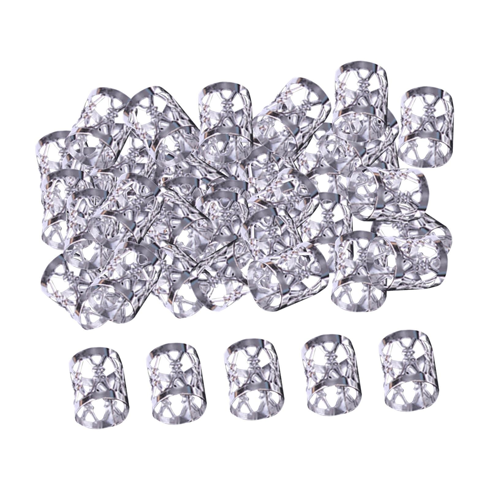 3x100x Dreadlocks Beads Rings Hair Accessories for Women and Men Hair Braiding Silver 8mmx9mm