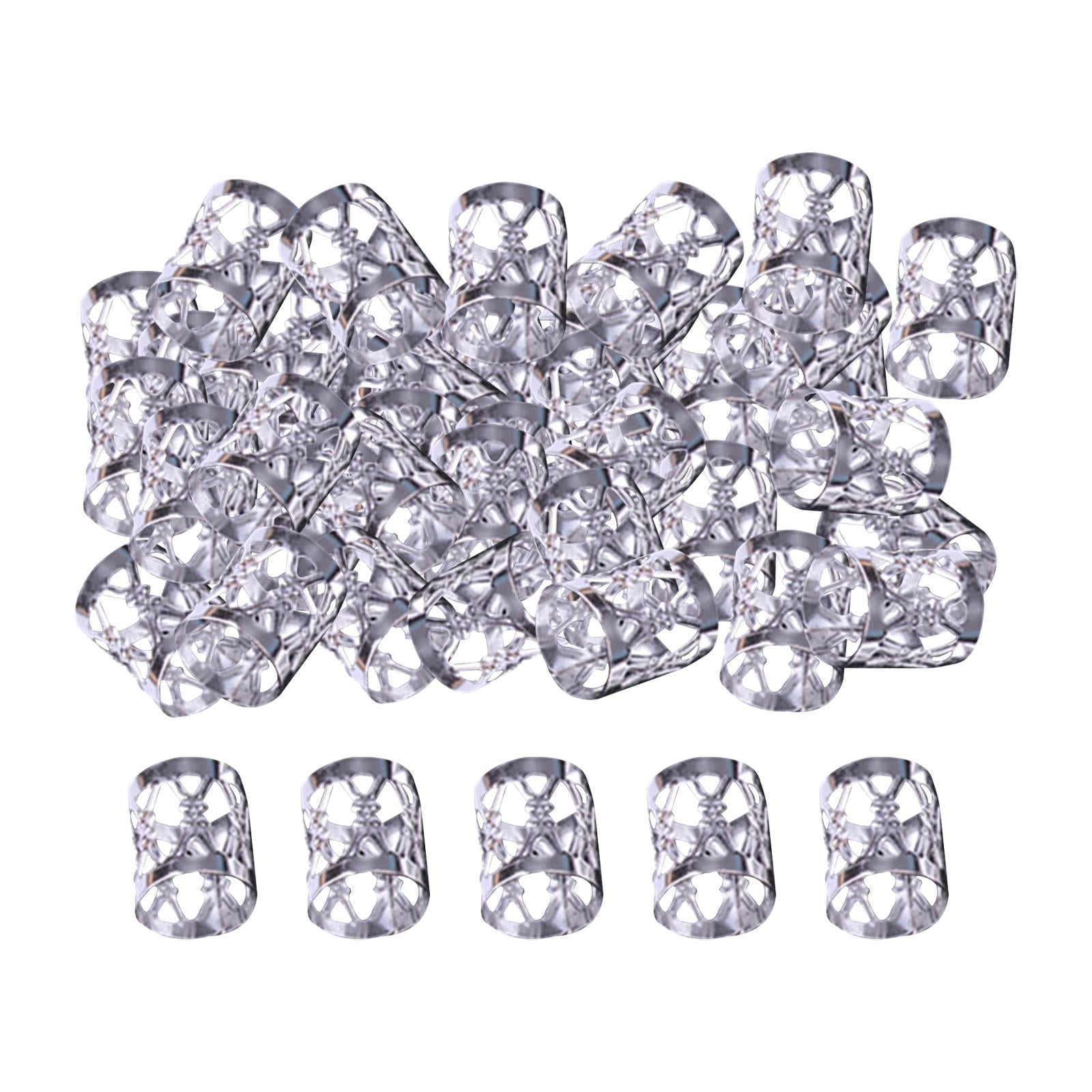 4x100x Dreadlocks Beads Rings Hair Accessories for Women and Men Hair Braiding Silver 8mmx9mm