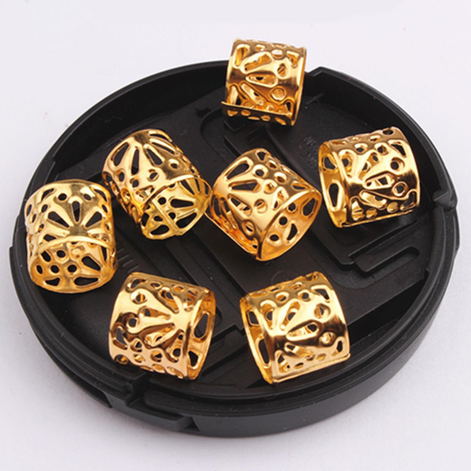4x100Pcs Dreadlocks Beads Hollow Pattern for Beard Decoration Braids Women Men Golden