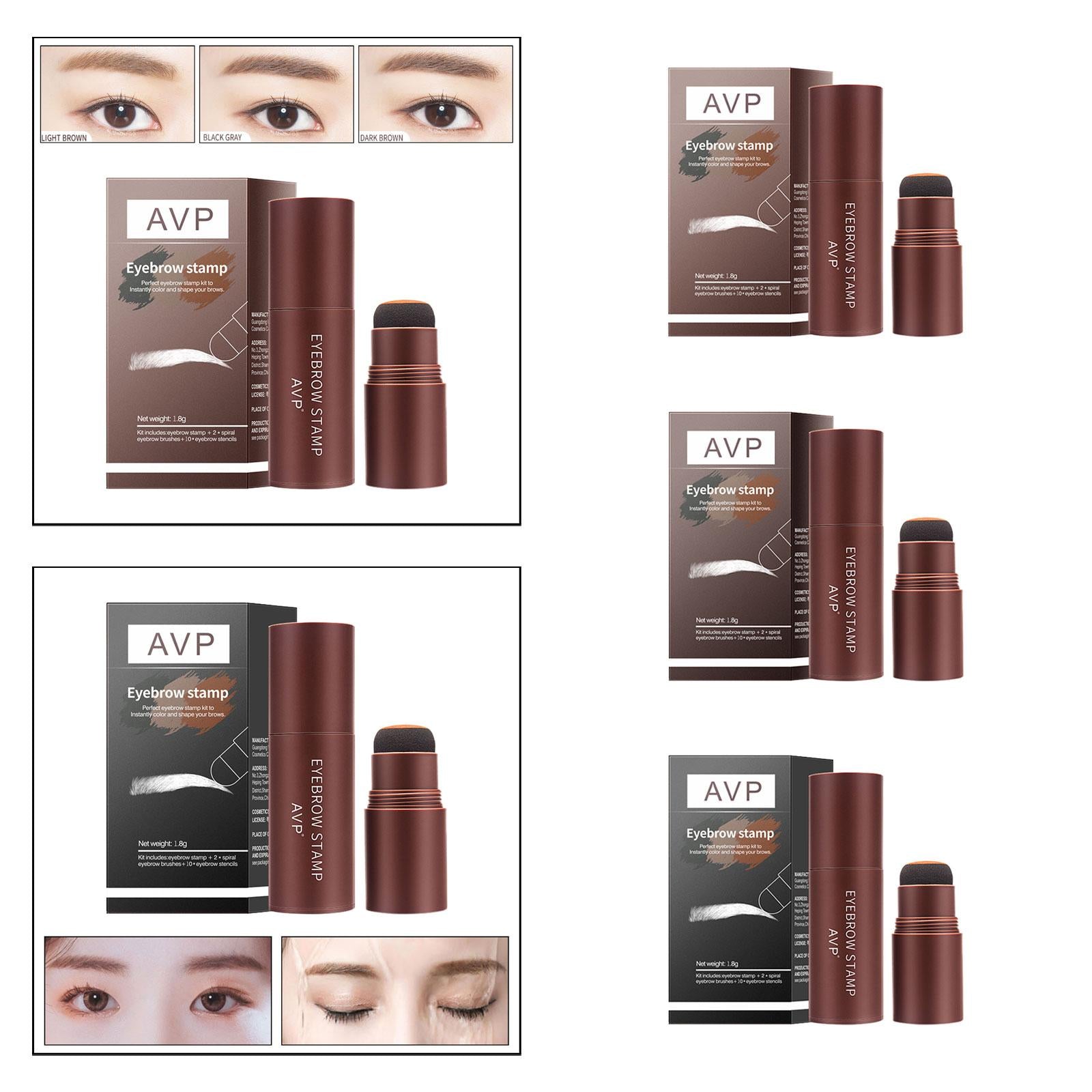 2xEyebrow Stamp Stencil Kit Eyebrow Stamp Shaping Kit for Girls Starters Women Light Brown