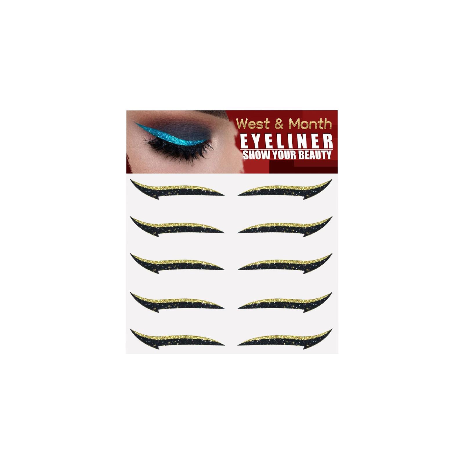 3x5 Pair of Self Stick Reusable Quick Makeup Tool for Daily Wear Parties Dance Gold