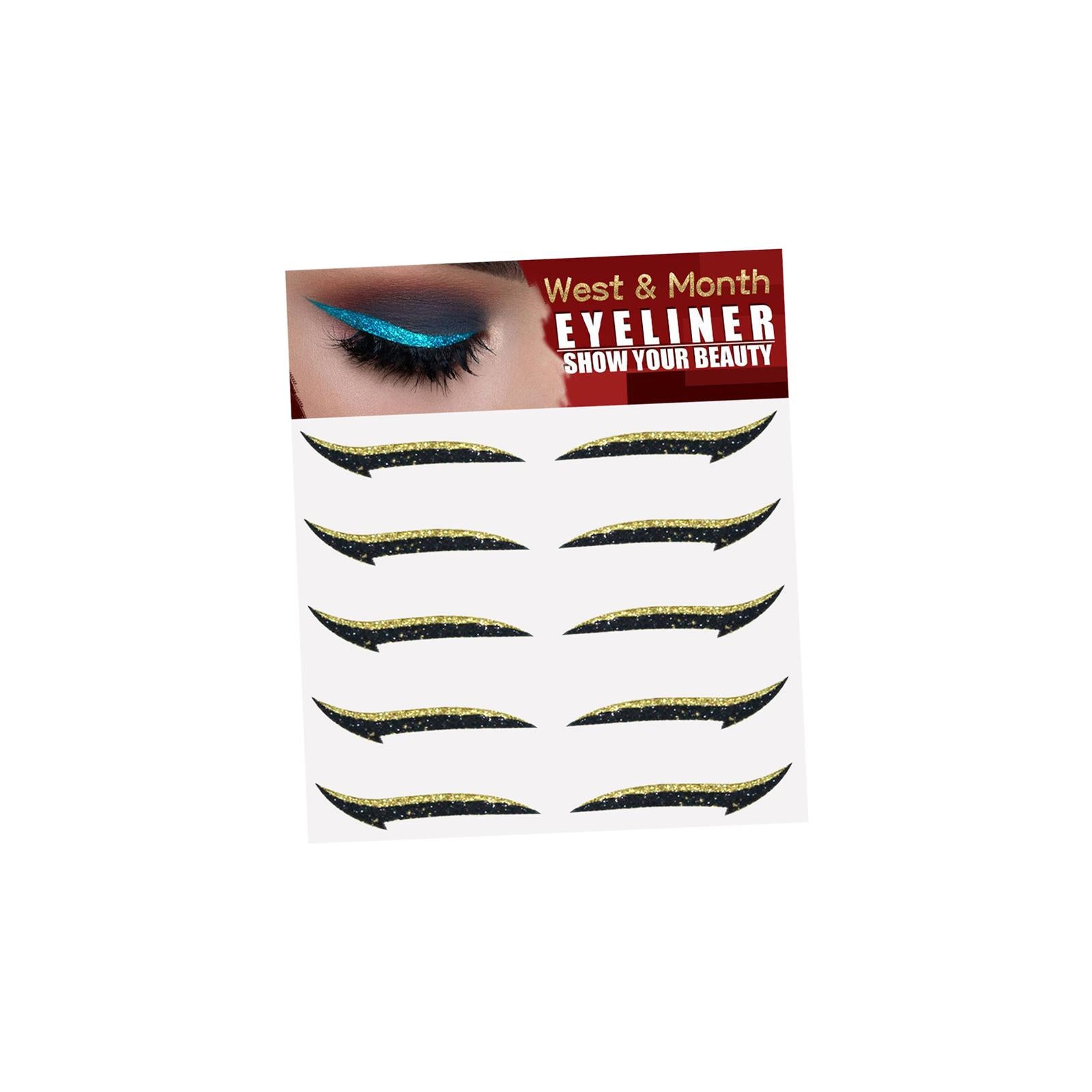 2x5 Pair of Self Stick Reusable Quick Makeup Tool for Daily Wear Parties Dance Gold