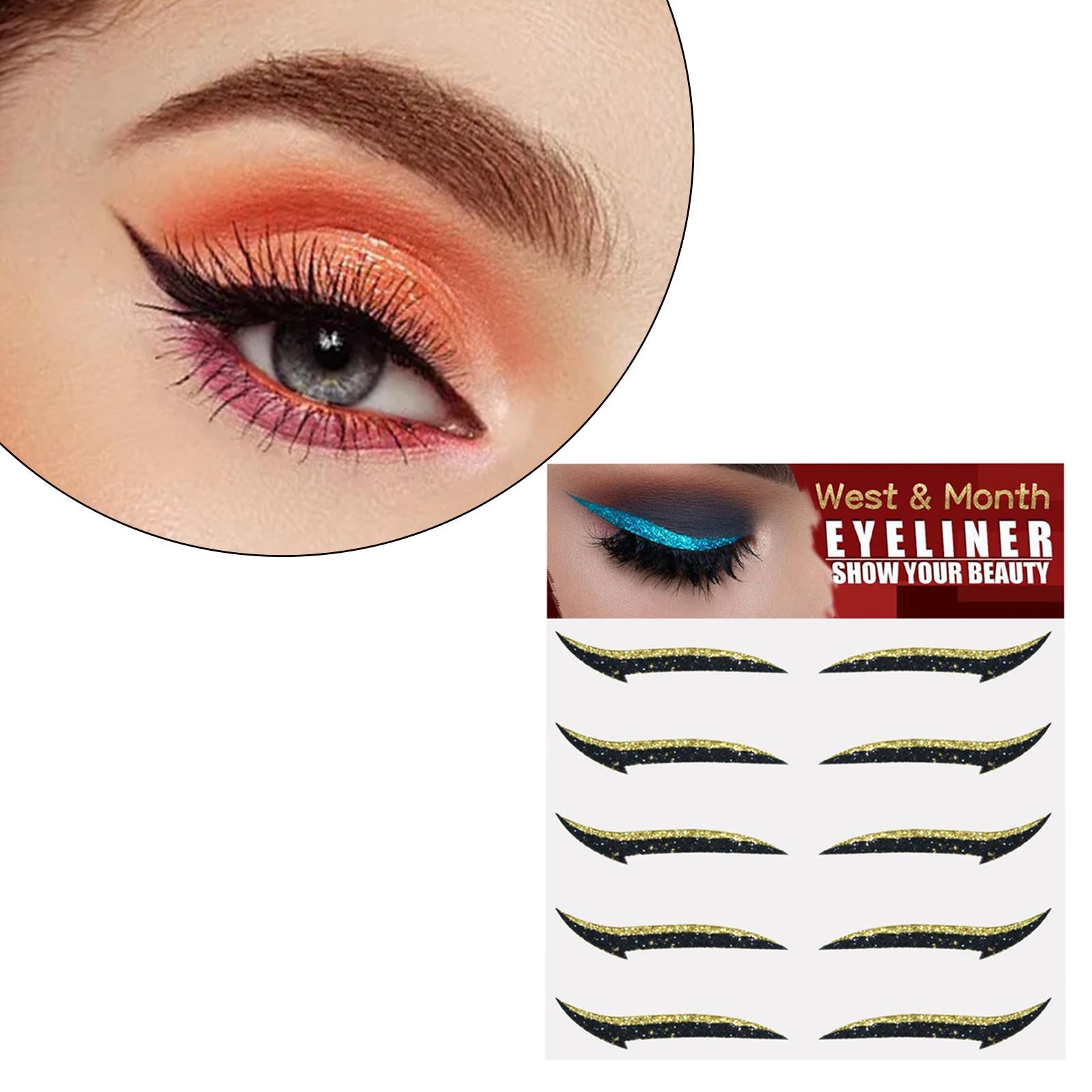 3x5 Pair of Self Stick Reusable Quick Makeup Tool for Daily Wear Parties Dance Gold