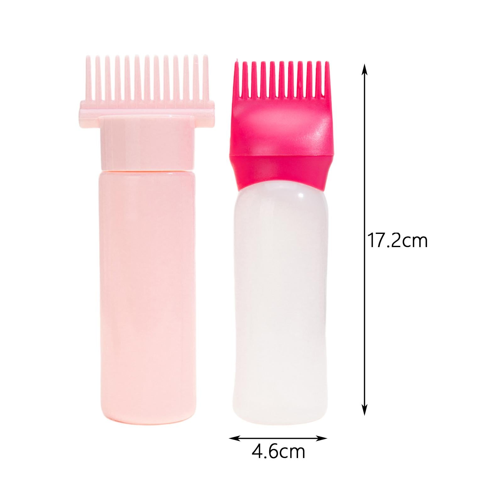3x2x Root Comb Applicator Bottles Hair Dye Bottle Applicator Brushes for Salon Pink
