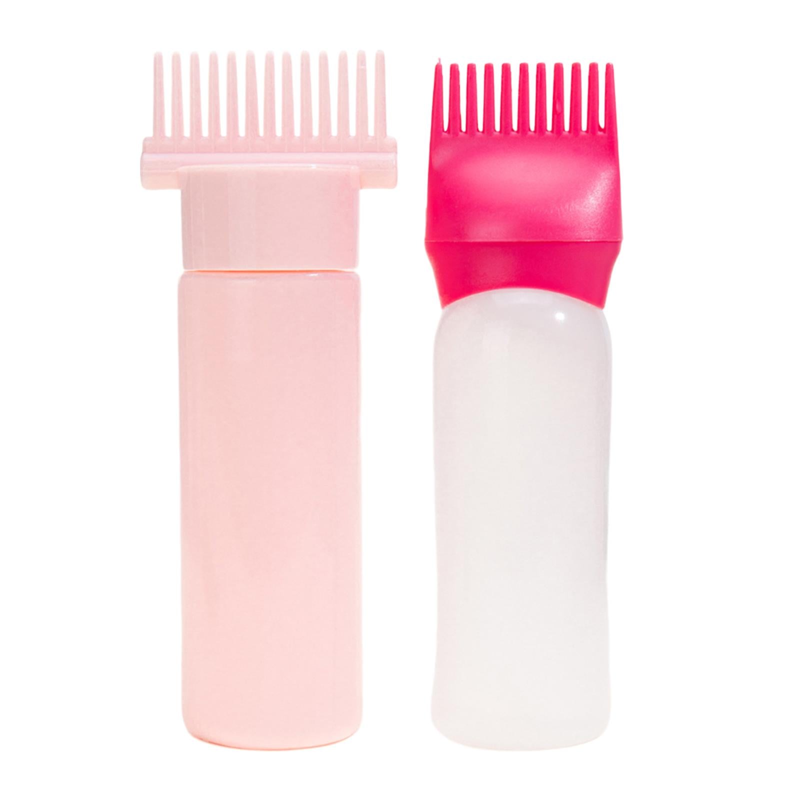 2x2x Root Comb Applicator Bottles Hair Dye Bottle Applicator Brushes for Salon Pink