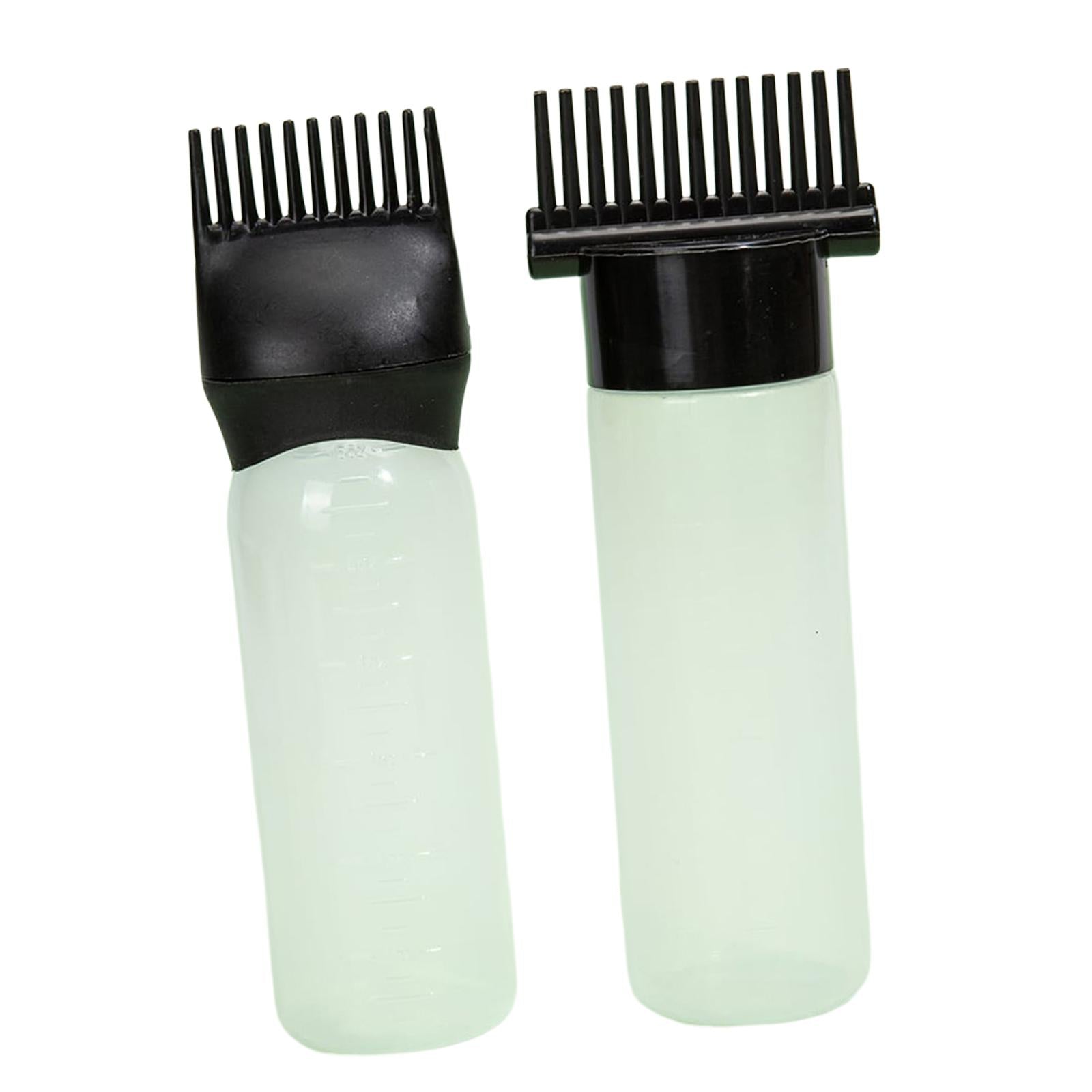 4x2x Root Comb Applicator Bottles Hair Dye Bottle Applicator Brushes for Salon Clear