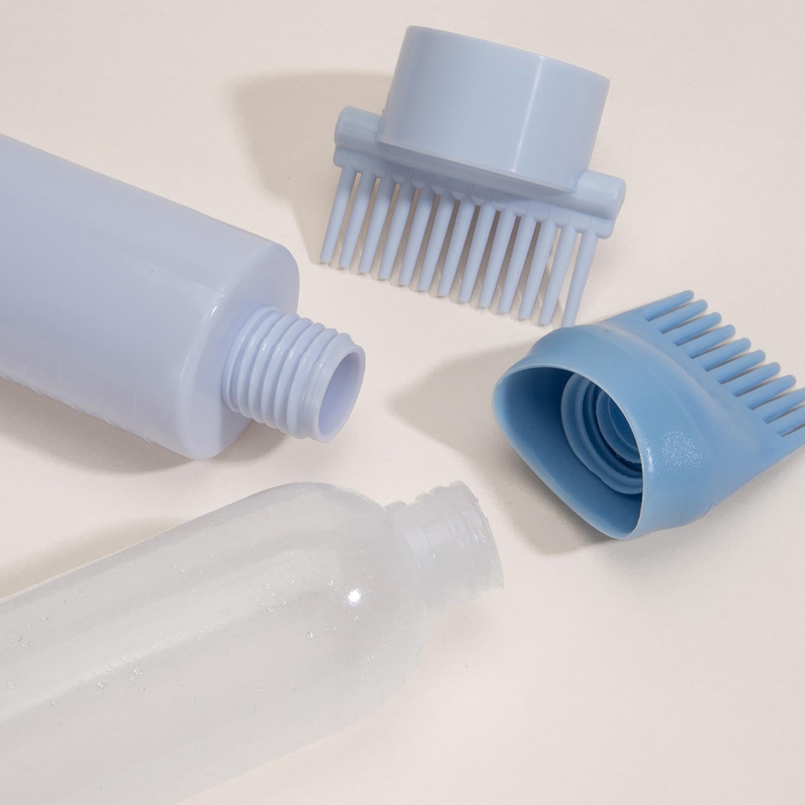 4x2x Root Comb Applicator Bottles Hair Dye Bottle Applicator Brushes for Salon Blue