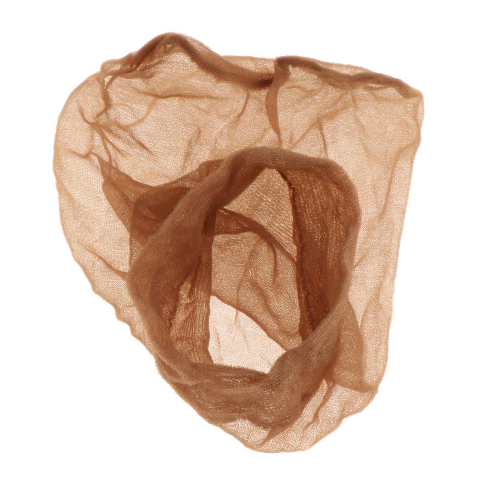 4xWig Cap Nylon Invisible Real Thin Bald Stocking Caps for Cosplay Women Brown