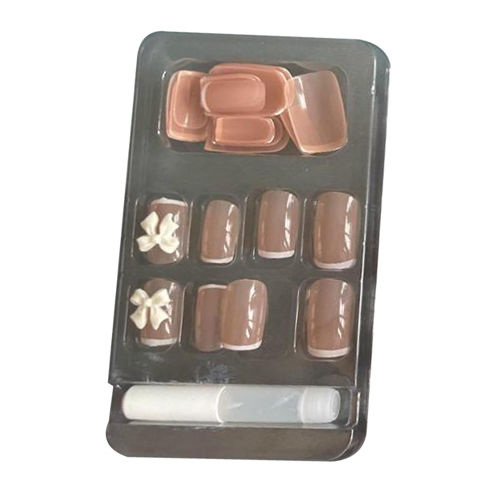 4xPress on Nails with Adhesive Tabs and Nail File 24 Fake Nails for Women Nude Color