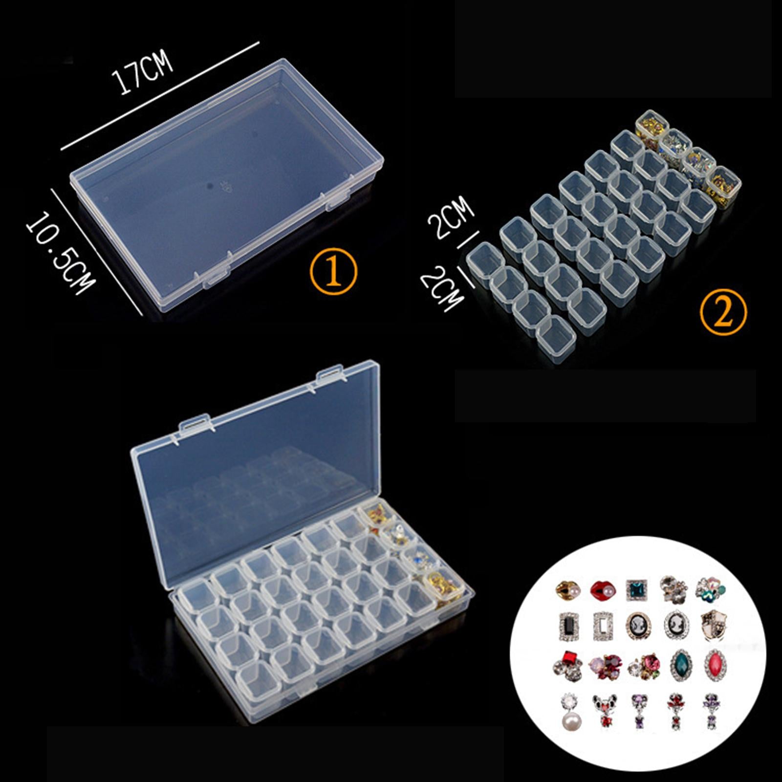 4x28 Grids Organizer Box Manicure Tool for Nail Art Jewelry Making Small Parts transparent