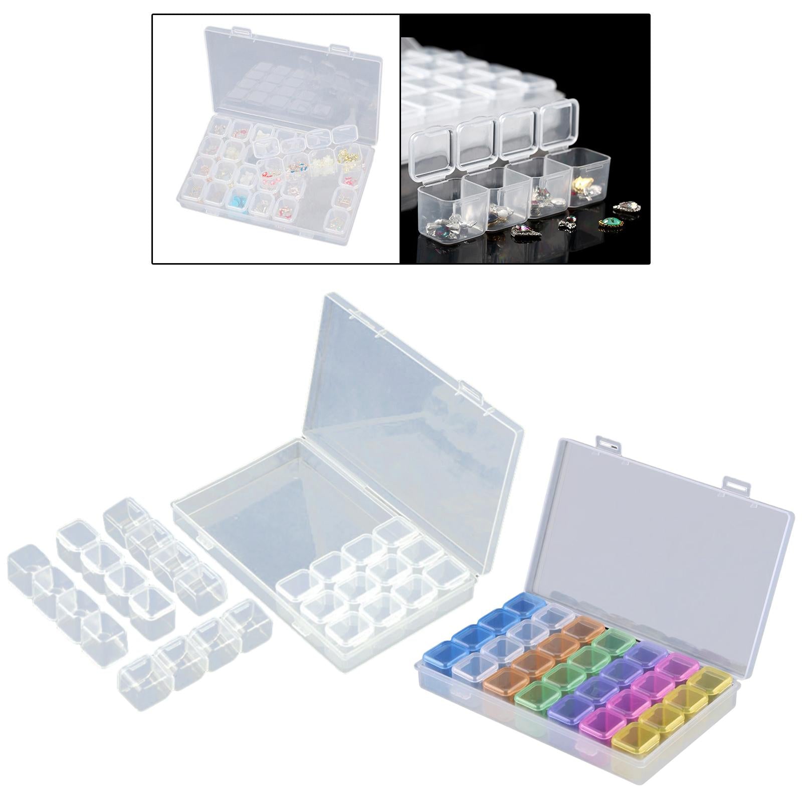 2x28 Grids Organizer Box Manicure Tool for Nail Art Jewelry Making Small Parts transparent