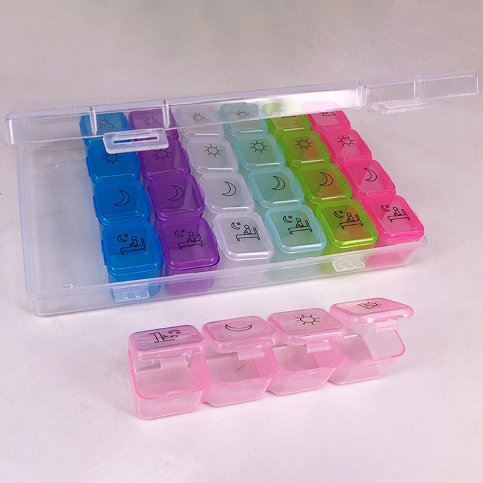 4xWeekly Pill Box Organiser 7 Day Large Pill Container for Supplements Vitamin