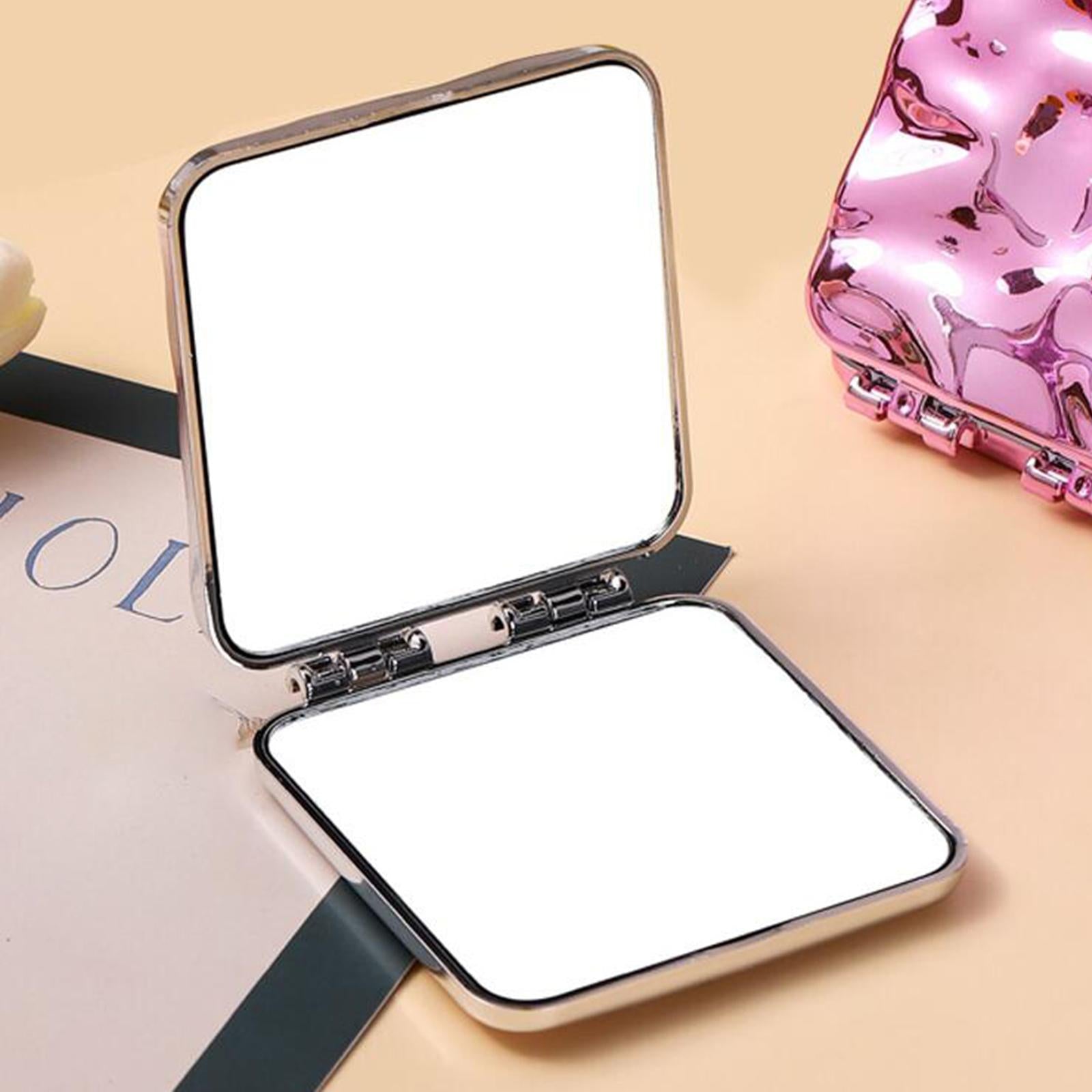 2xCompact Mirror Double Sided Small Vanity Mirror for Shopping Daily Work Purple