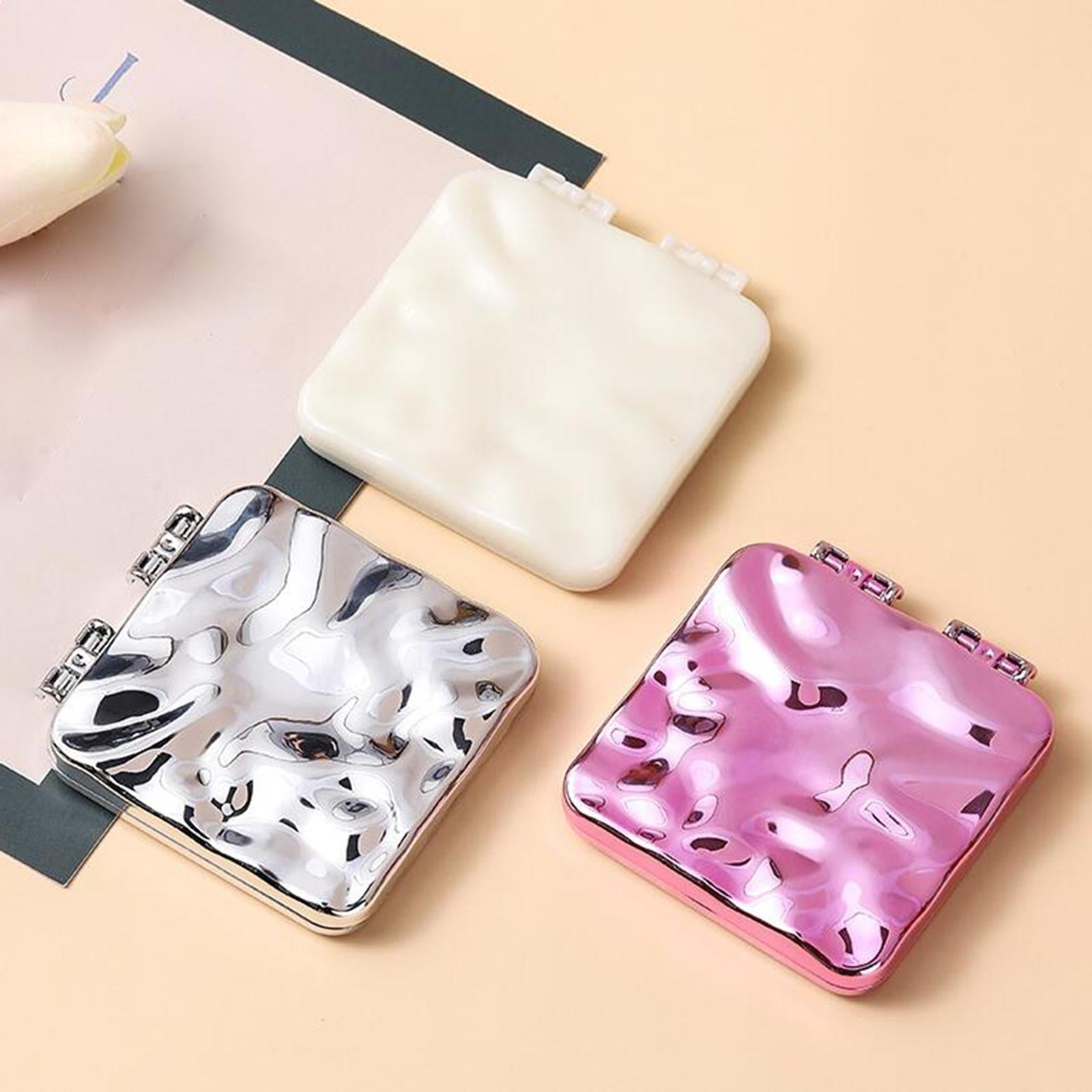 2xCompact Mirror Double Sided Small Vanity Mirror for Shopping Daily Work Silver