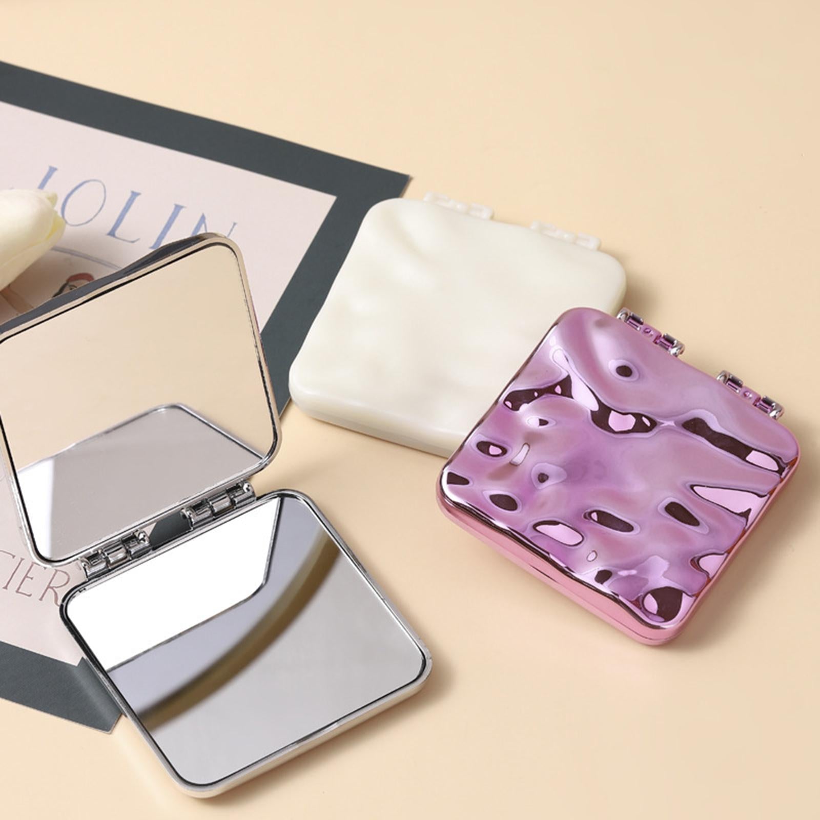3xCompact Mirror Double Sided Small Vanity Mirror for Shopping Daily Work Silver