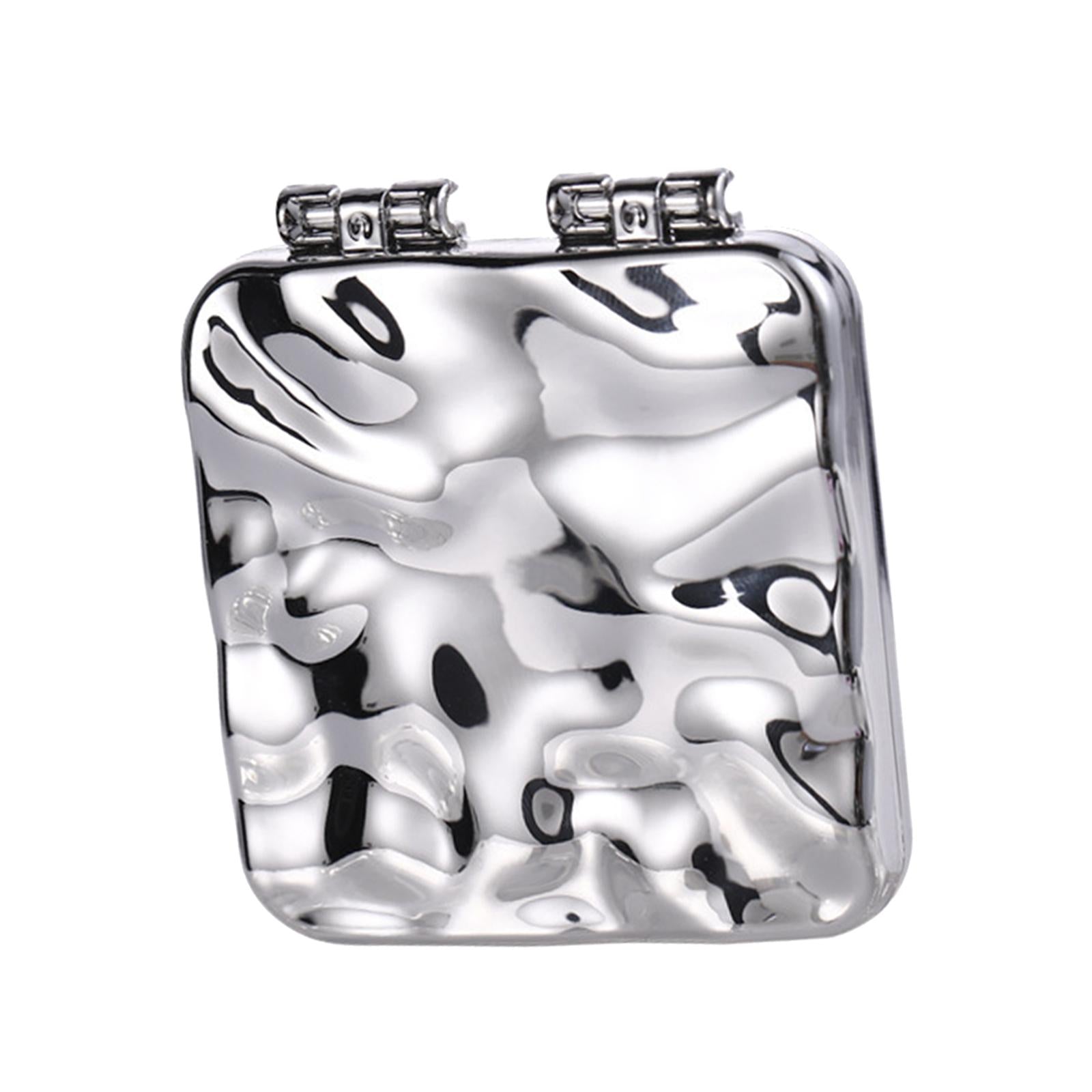 3xCompact Mirror Double Sided Small Vanity Mirror for Shopping Daily Work Silver