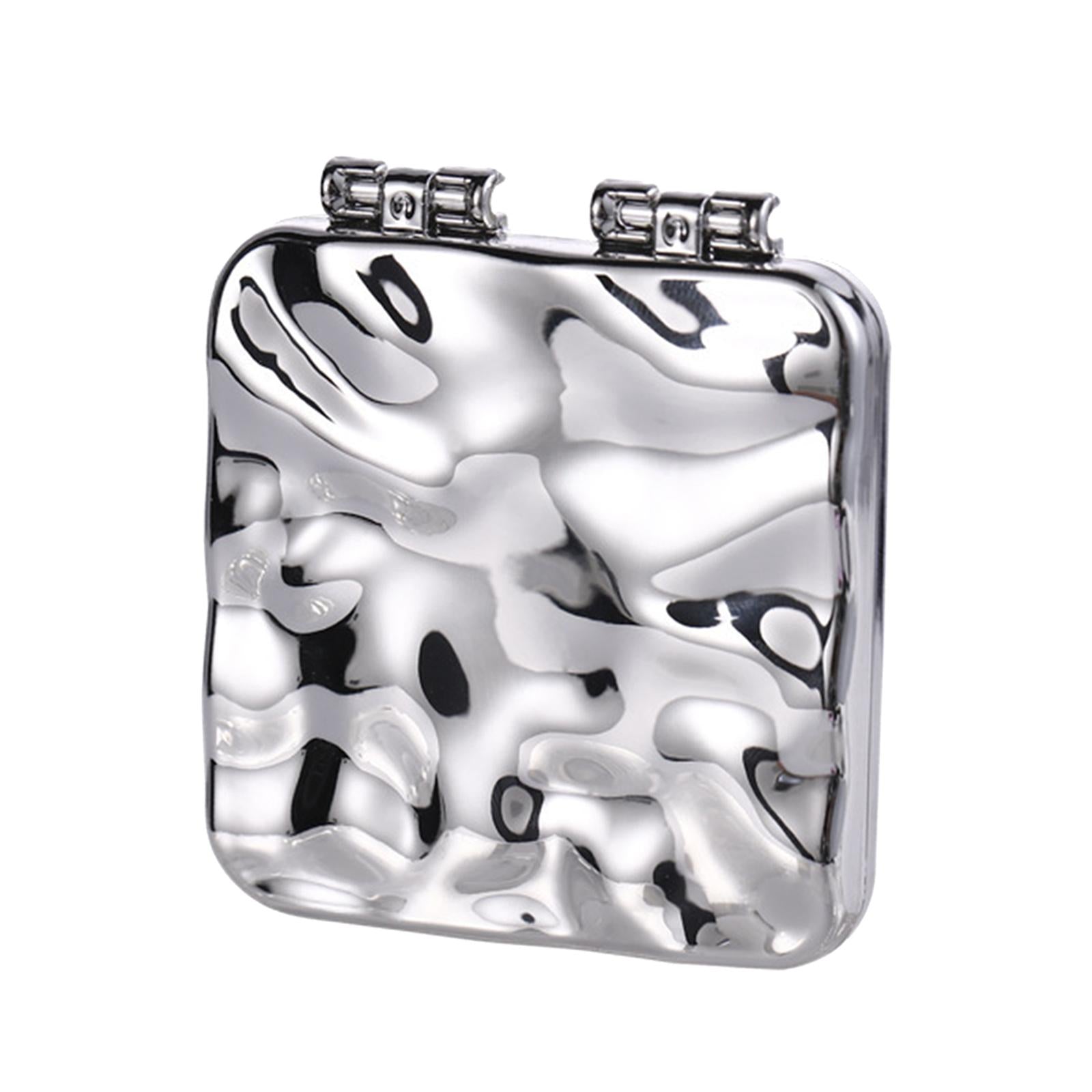 6xCompact Mirror Double Sided Small Vanity Mirror for Shopping Daily Work Silver