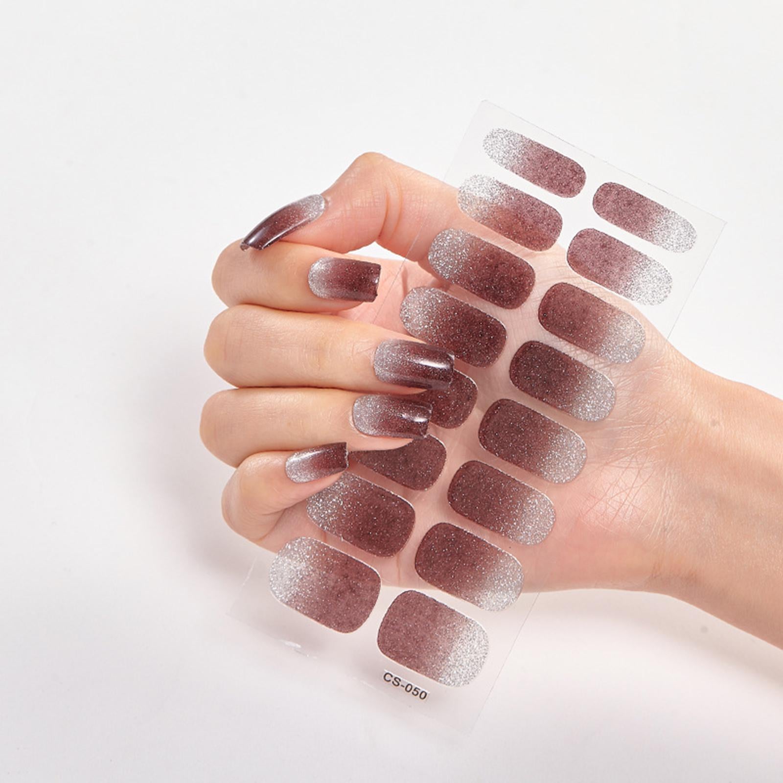 2x2Pcs Nail Stickers Press on Nails Glitter Nail Supplies for Home Nail Salons Style J