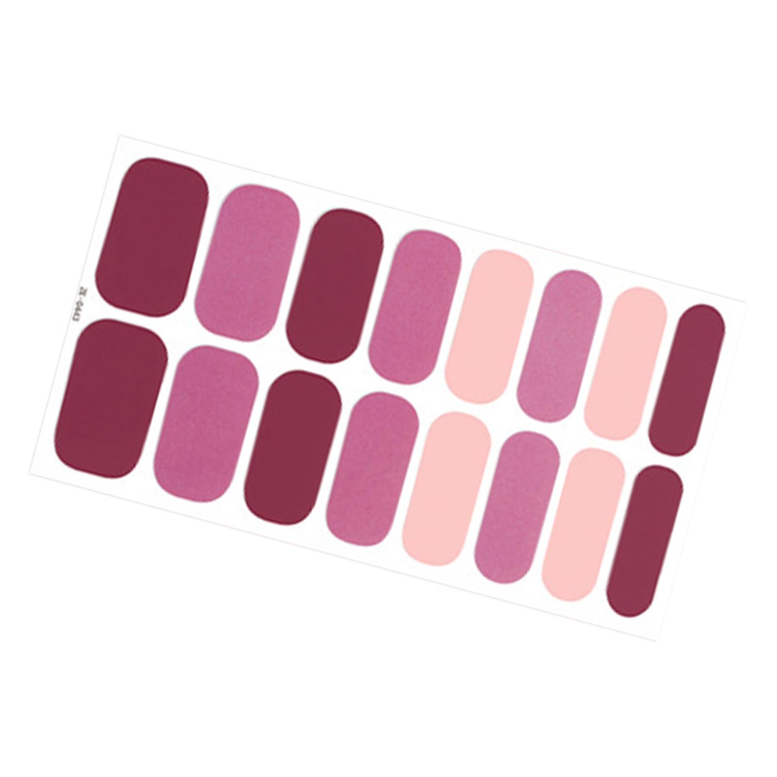 3x16 Pieces Cured Gel Nail Strips Self Adhesives Gel Nail Wrap Stickers Decals Style E
