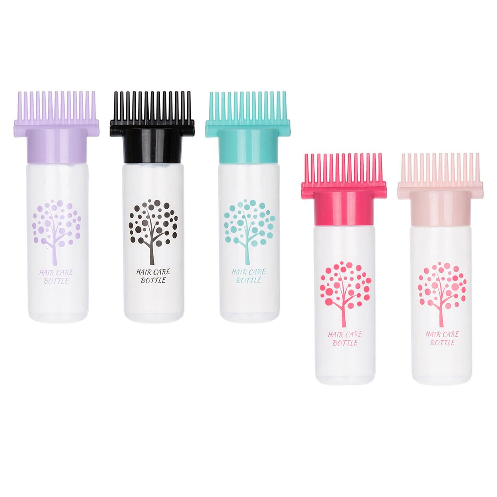5xHair Oil Applicator Perming Tools Roots Comb Applicator Bottle for Salon Home Violet