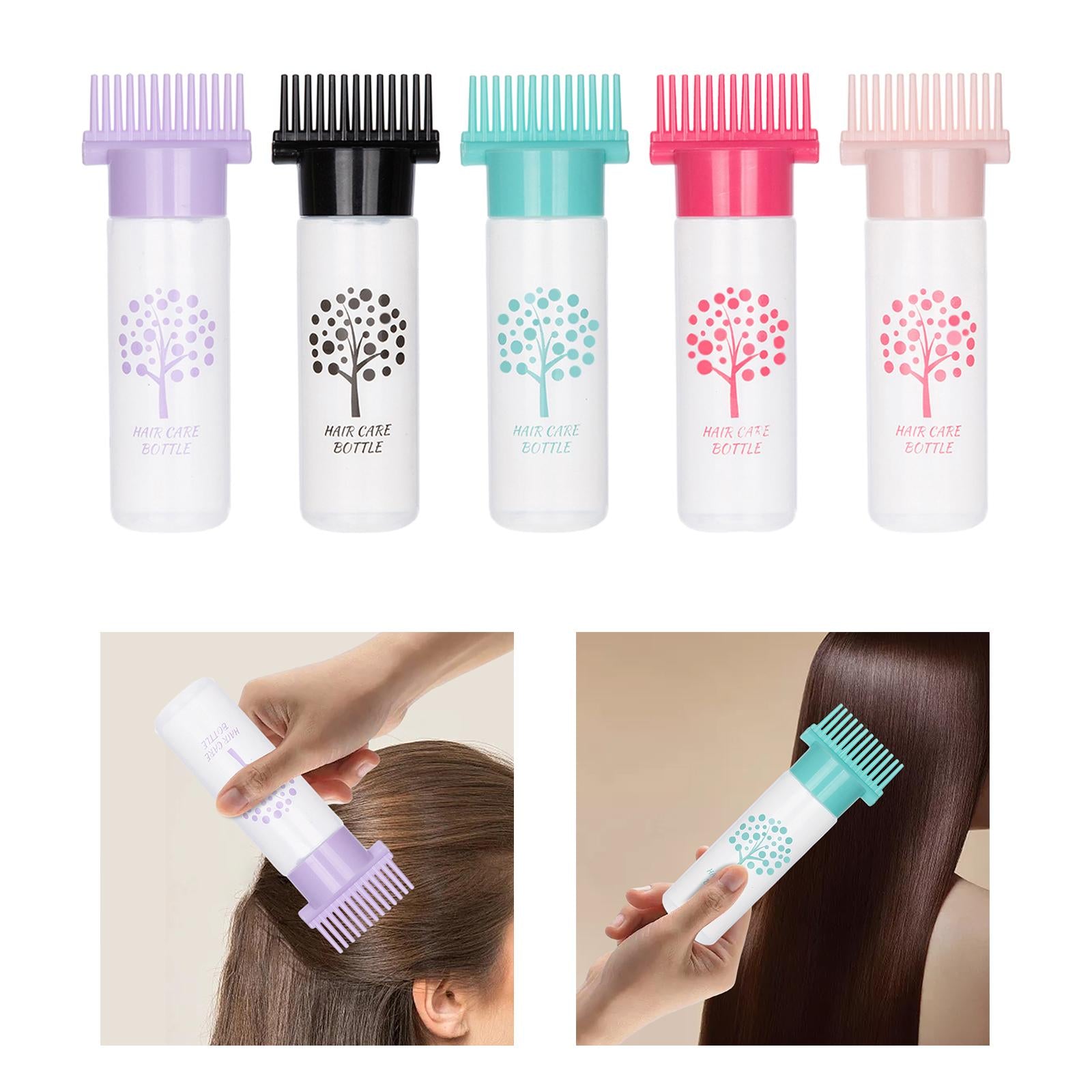 5xHair Oil Applicator Perming Tools Roots Comb Applicator Bottle for Salon Home Violet
