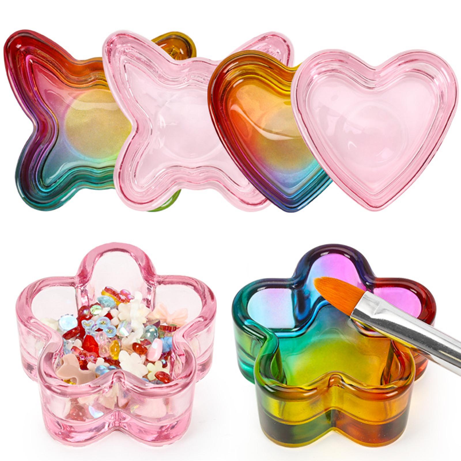 5xNail Art Dappen Dish for Women Nail Tool Durable Nail Pen Wash Cup Container Heart pink