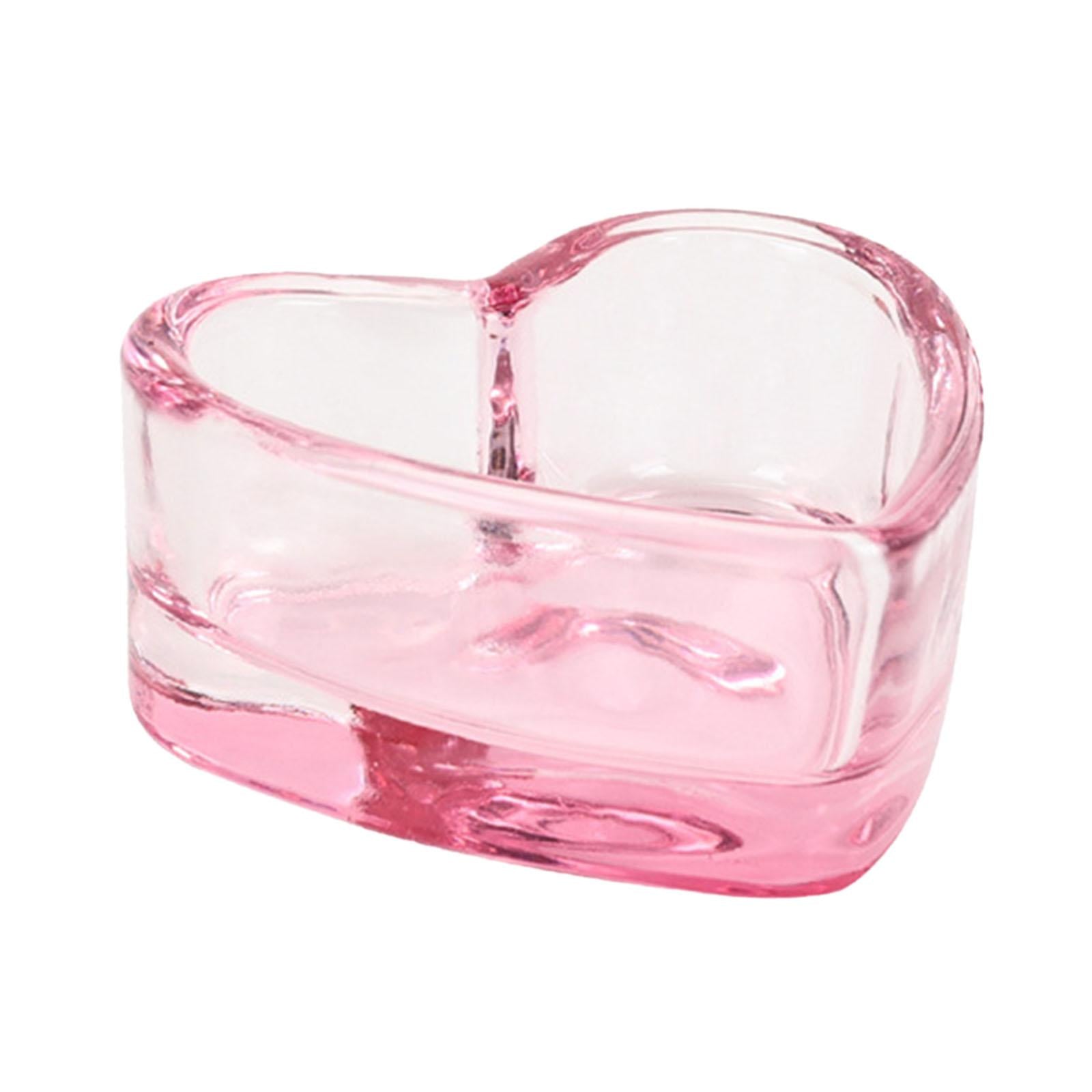 5xNail Art Dappen Dish for Women Nail Tool Durable Nail Pen Wash Cup Container Heart pink