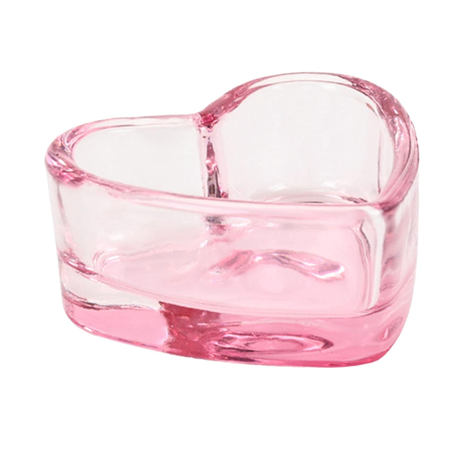 5xNail Art Dappen Dish for Women Nail Tool Durable Nail Pen Wash Cup Container Heart pink