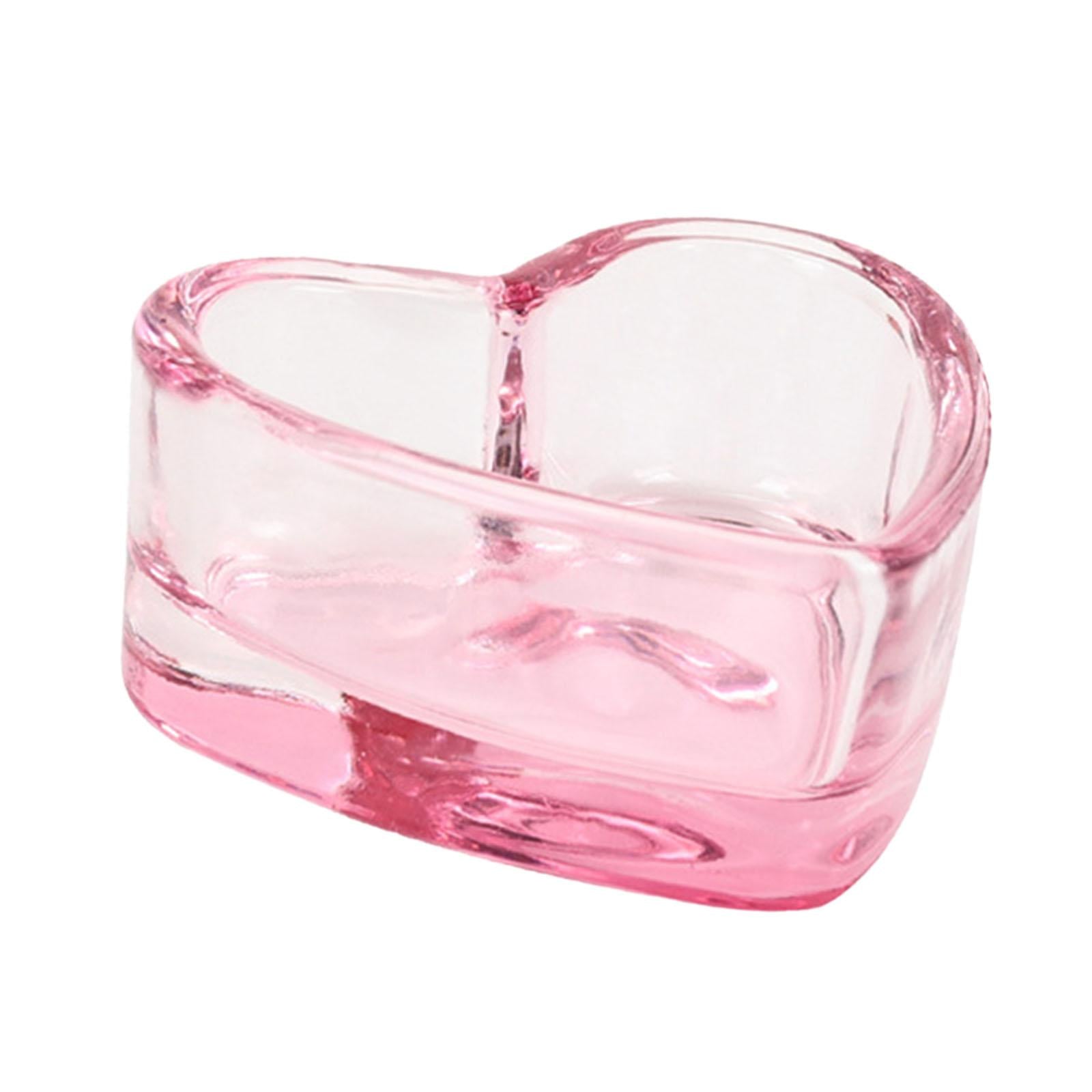 6xNail Art Dappen Dish for Women Nail Tool Durable Nail Pen Wash Cup Container Heart pink