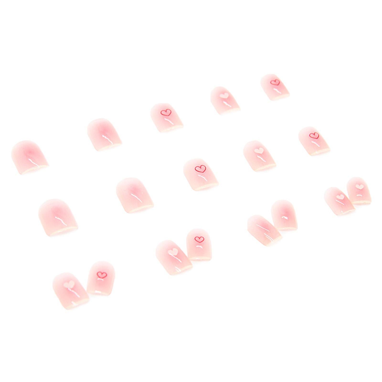 3xValentine's Day Press on Nails Red White Hearts for Wedding Dating