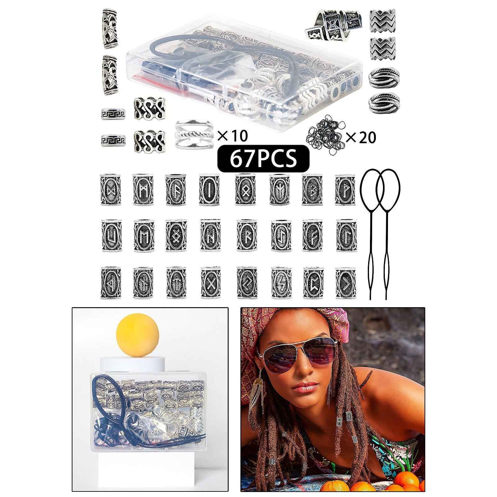 67 Pieces Dreadlocks Beads Dread Locks for Beard Decoration Hair Braid Girls