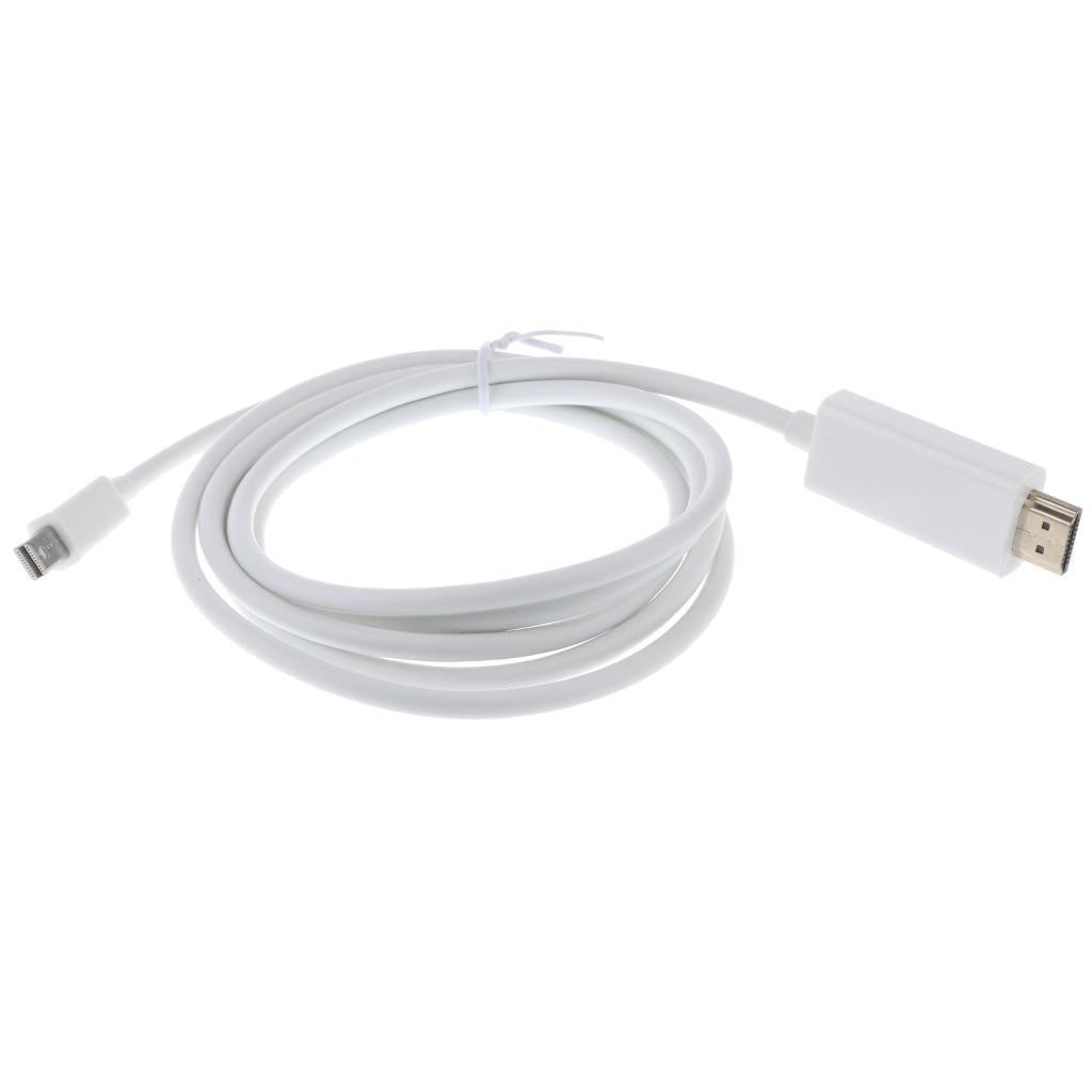 1080P 1.8M/6FT Mini DP DisplayPort (Thunderbolt) to HDMI HDTV Cable White