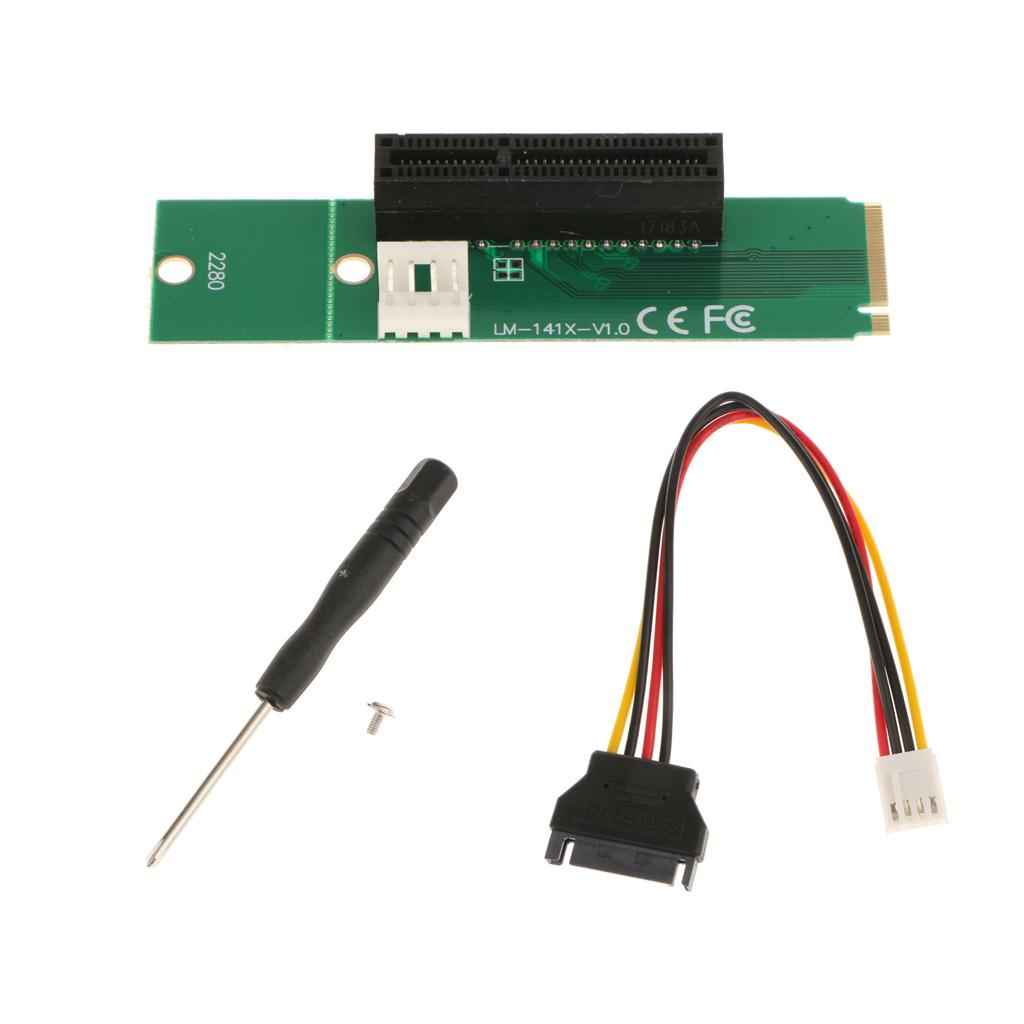 NGFF M2 M.2 To PCI-E PCI Express 4x 1x Slot Card Adapter With SATA Cable