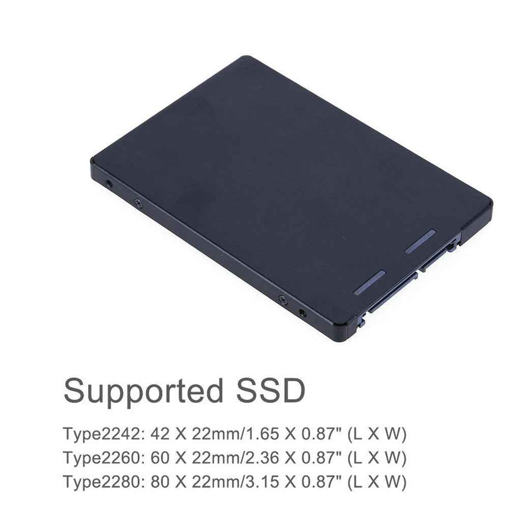 M.2 NGFF to SATAIII Adapter SSD Enclosure Aluminium for 2242 2260 2280mm SSD