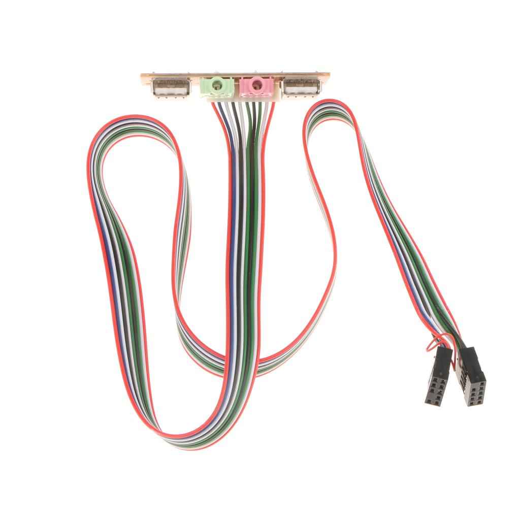 PC Computer Case Front Panel USB Audio Port Mic Earphone Cable 6.8CM