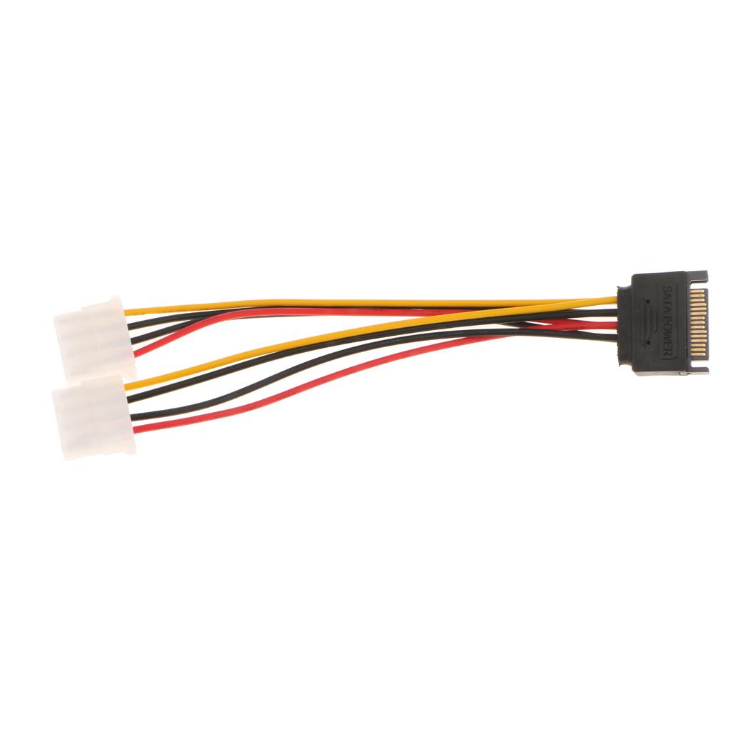 3x15Pin Male to Dual 4Pin Cable 15P SATA Male to 2x 4pin Splitter Power Cord