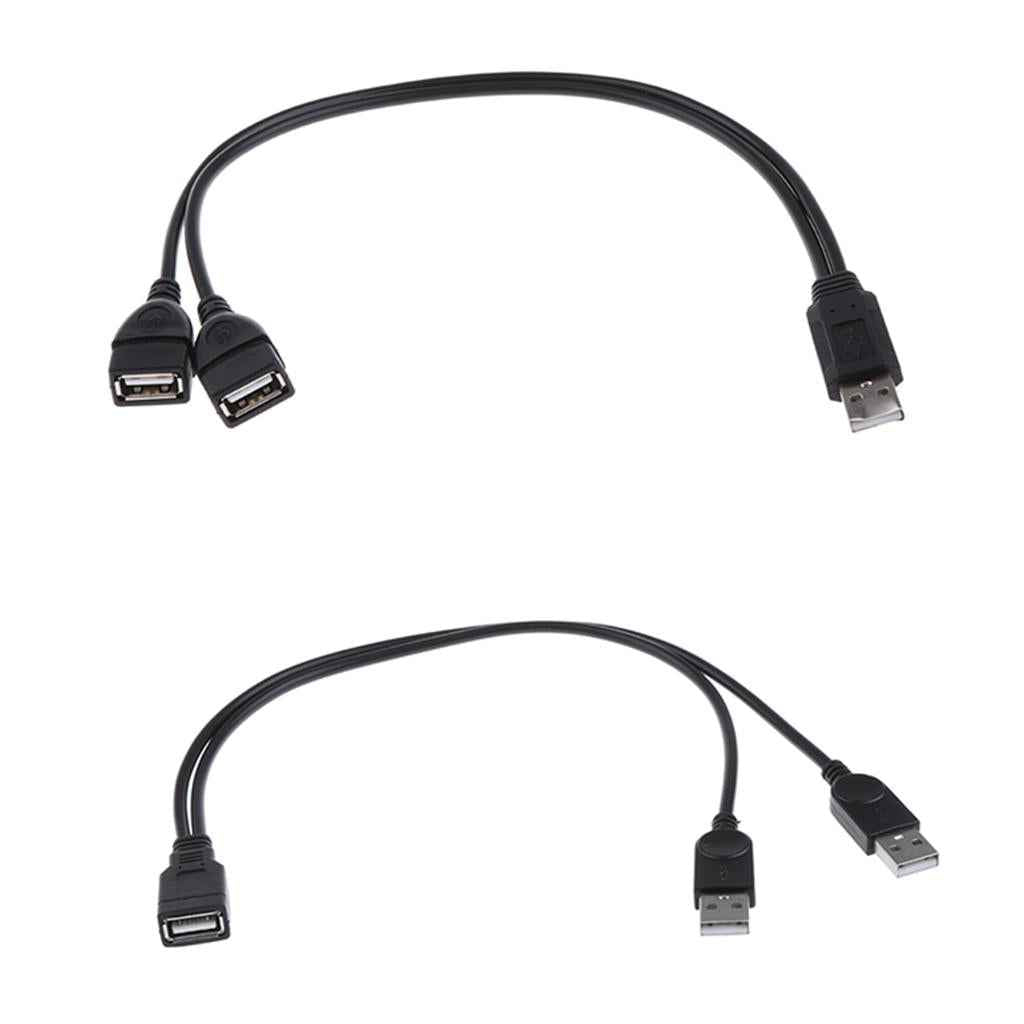 30cm USB-A Female to 2Port USB Male Y-Splitter Extension Adapter Cable