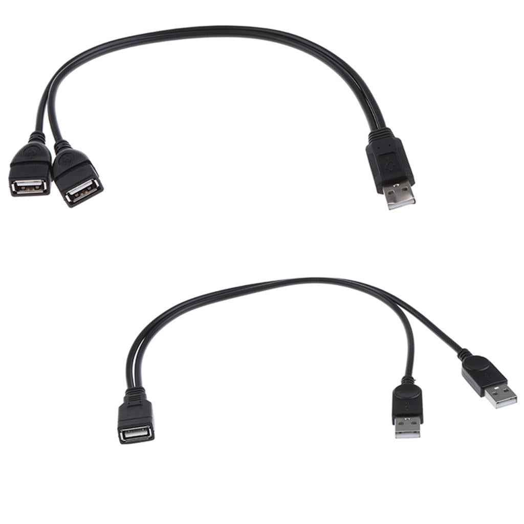 30cm USB-A Female to 2Port USB Male Y-Splitter Extension Adapter Cable