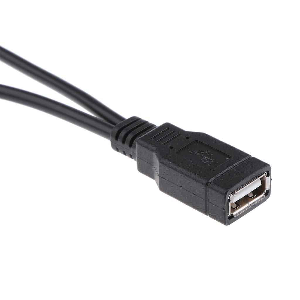30cm USB-A Female to 2Port USB Male Y-Splitter Extension Adapter Cable