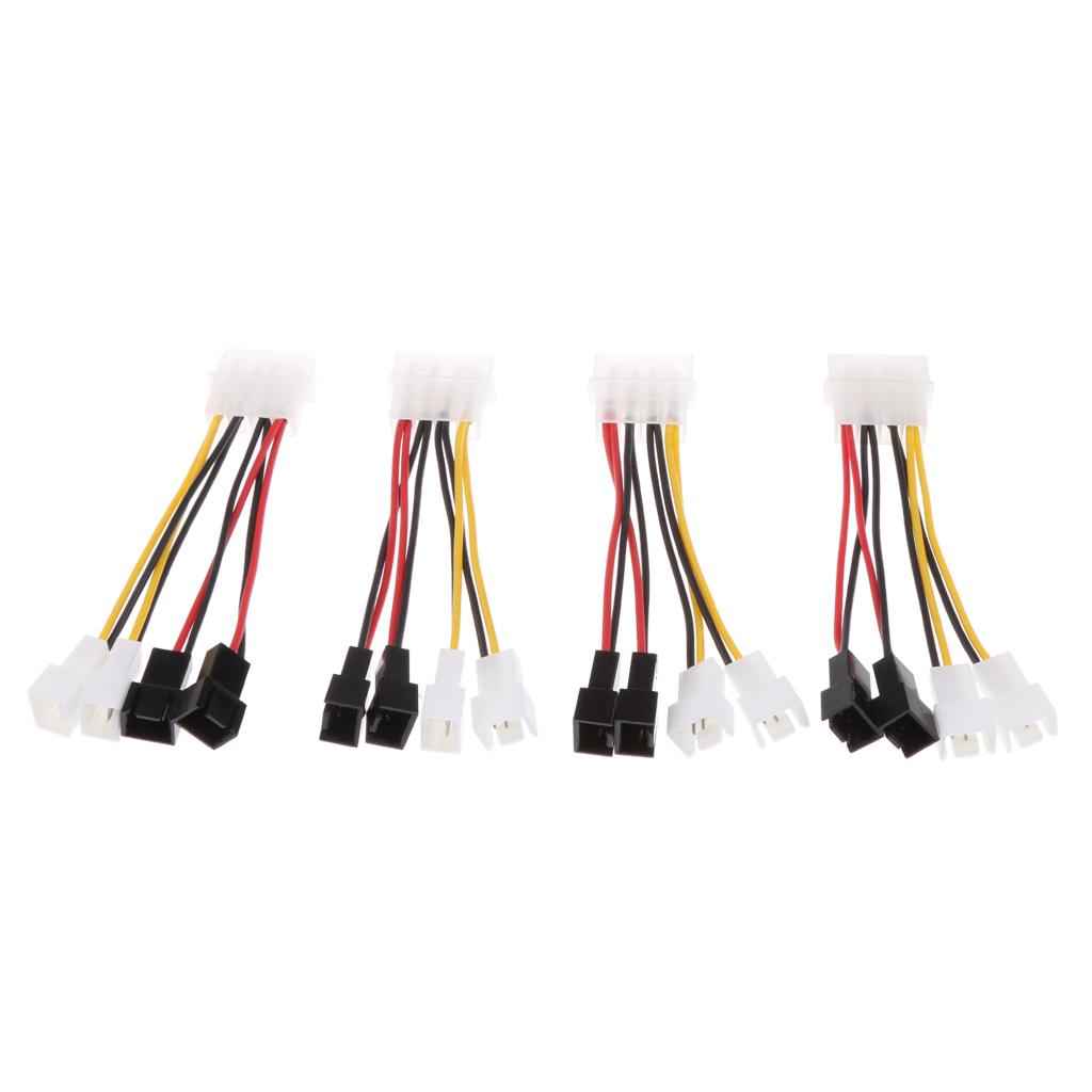 4x 4Pin Power Y-Splitter Fan Cable 1 to 4x3pin Adjust Speed 12V 5V for PC