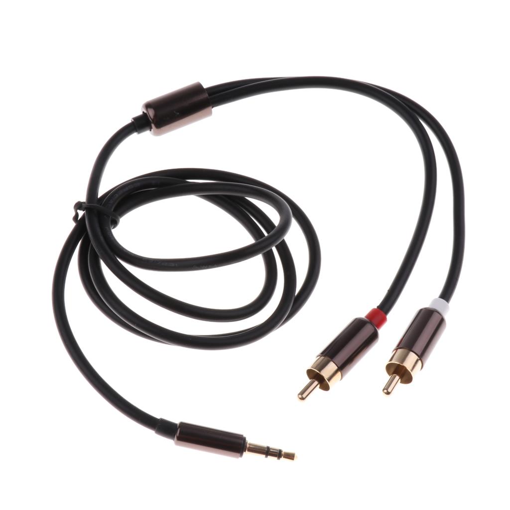 2pcs 3.5mm Stereo Male Plug to 2 RCA Audio Male Adapter Speaker Cable Cord