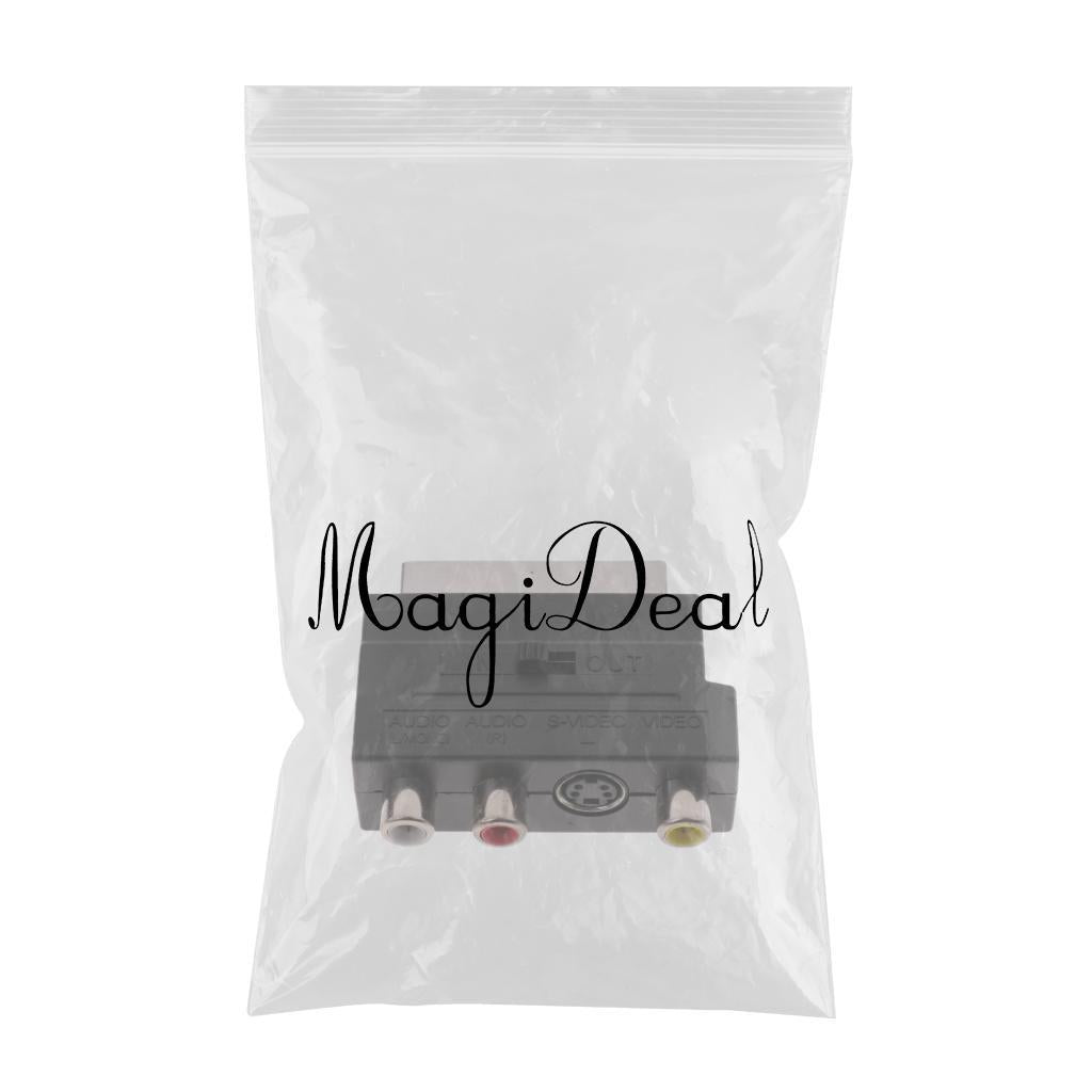 4xSCART To 3 RCA Composite Phono Adaptor Converter + In / Out Switch GOLD
