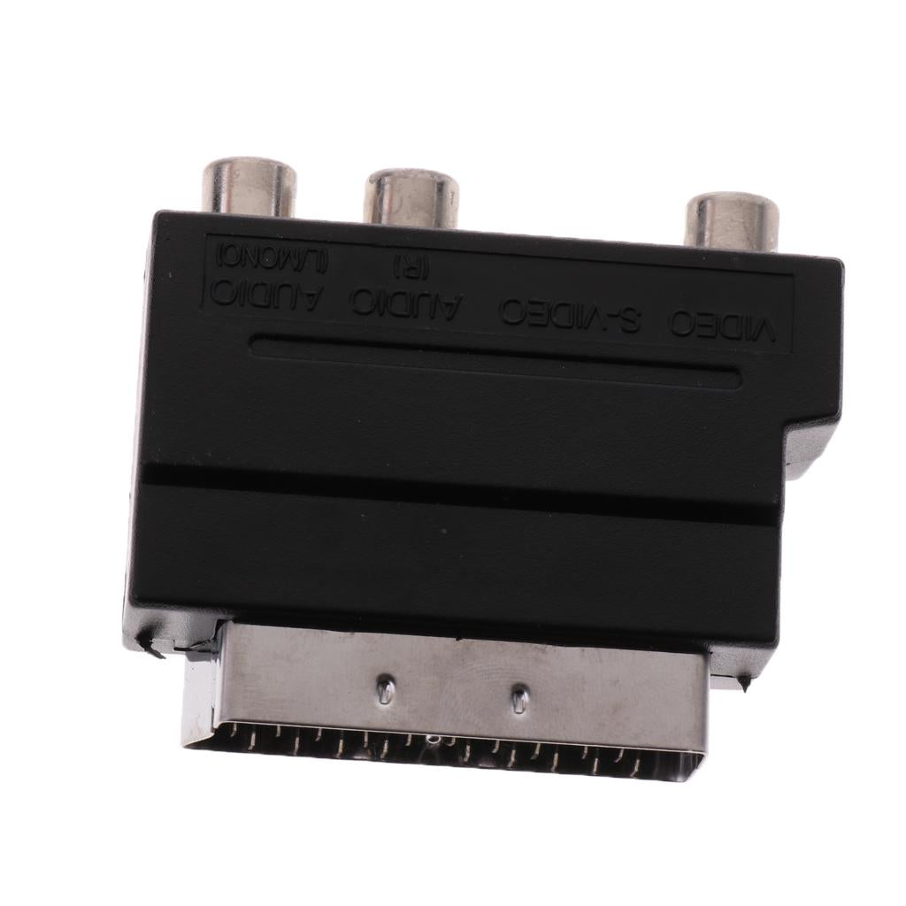 2xSCART To 3 RCA Composite Phono Adaptor Converter + In / Out Switch GOLD