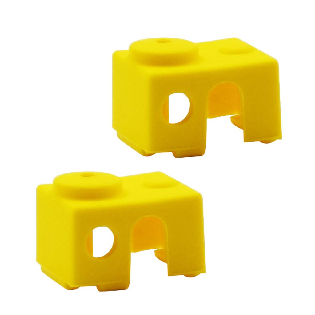 2x2Pcs 3D Printer Silicone Wrap Case Socks Cover Protector For V6 Block Yellow