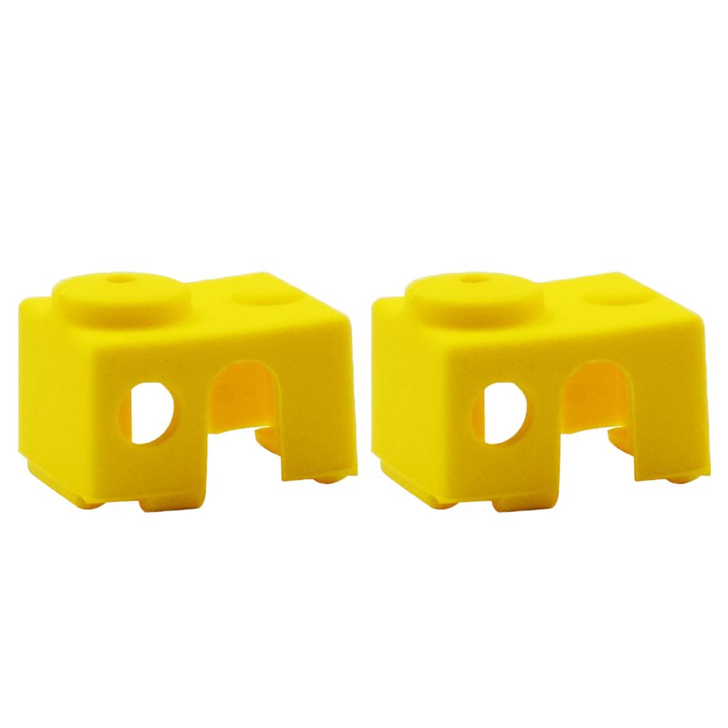 4x2Pcs 3D Printer Silicone Wrap Case Socks Cover Protector For V6 Block Yellow