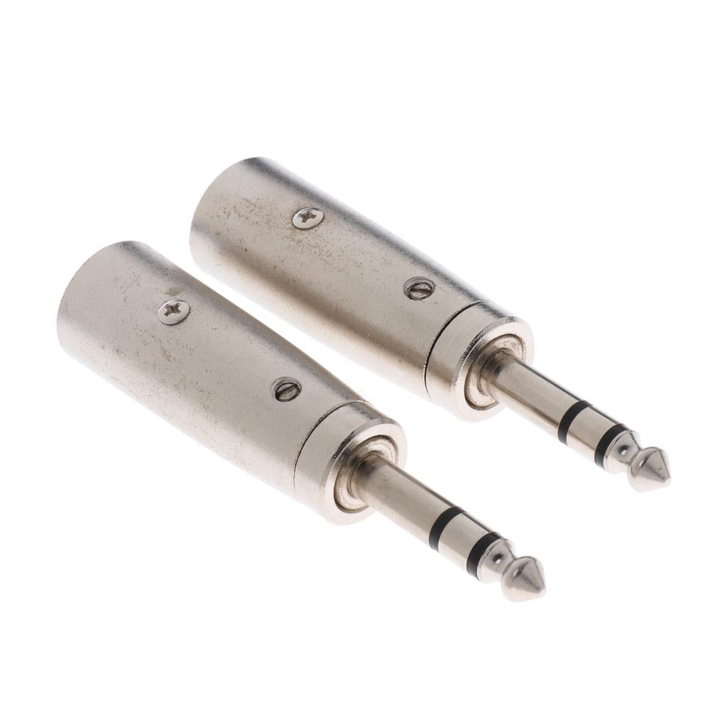 4x2PCS 1/4 6.35mm Stereo Male Jack to 3-Pin Male -Audio Cable Mic Adapter"