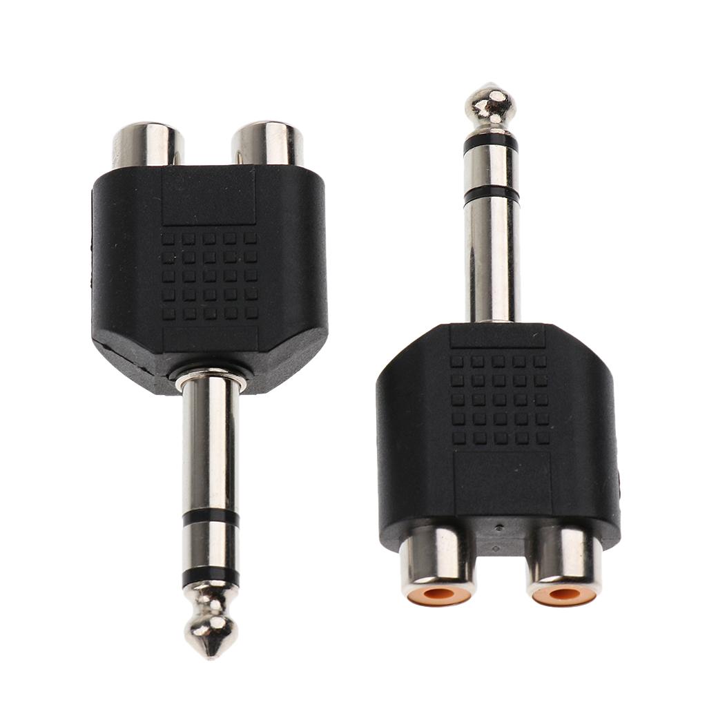 4x5Pcs 6.5mm Male to Dual RCA Female Splitter AV Audio/Video Adapter Connector